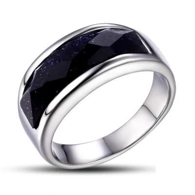 Black Glass High Polished Stainless Steel Ring