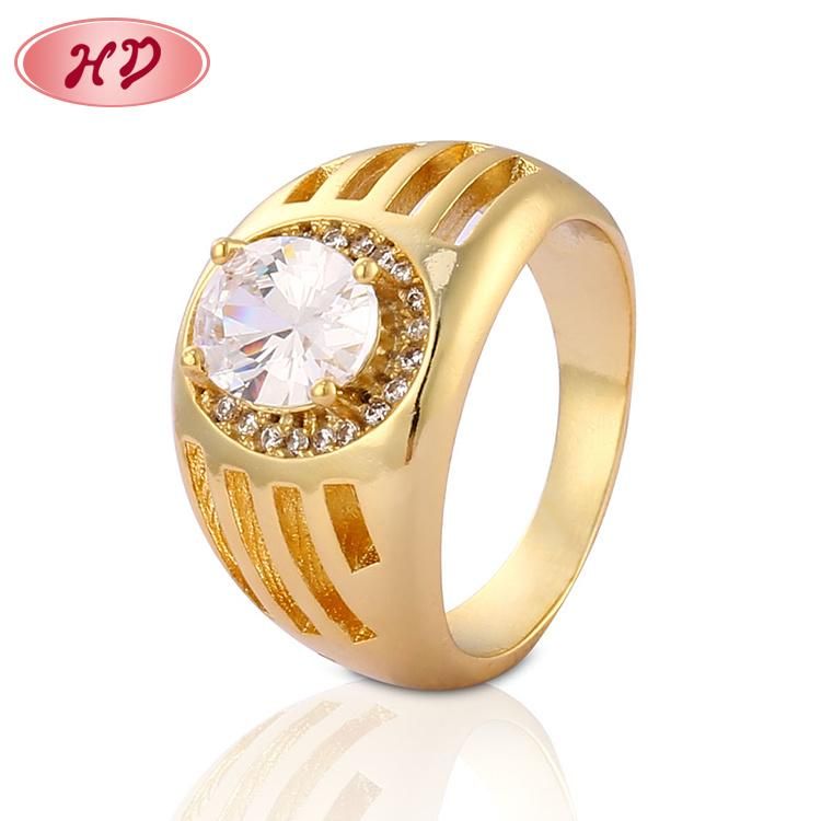 Fashion 18K Gold Plated Silver Stainless Steel Wedding Engagement Man Finger Rings Jewelry Design