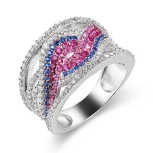 Popular 925 Sterling Silver Fashion Jewelry Colorful Party CZ Ring