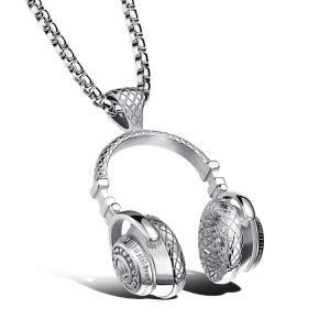 Gold-Plated Stainless Steel Earphone Pendant Necklace