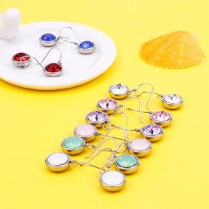 Round Multicolor Zircon Stainless Steel Earrings Drop