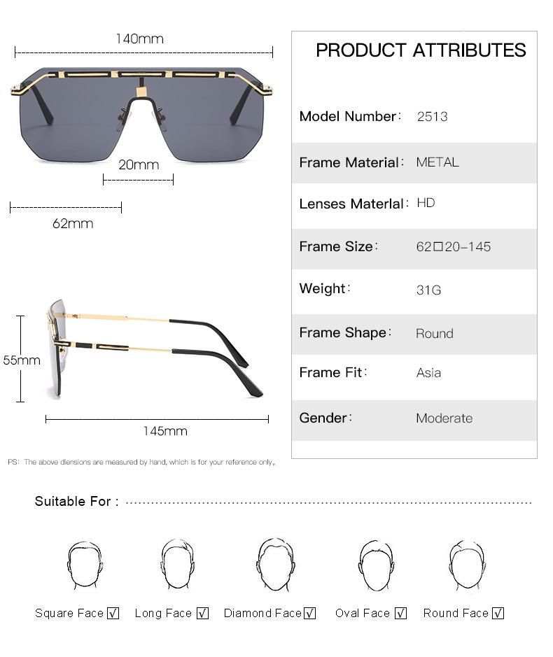 Square Goggle One PCS 3 USD Metal Sunglasses
