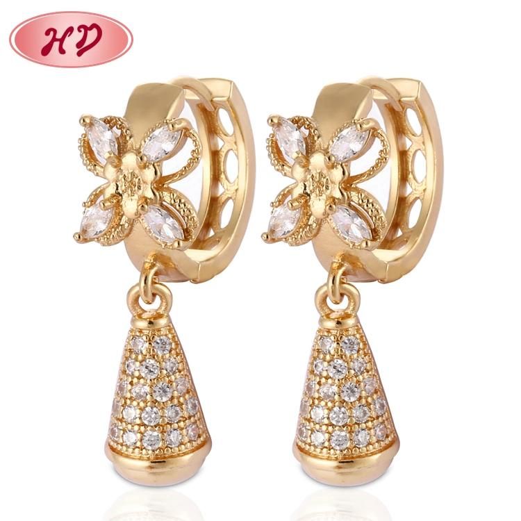 Jewelry Gold Plated Small Hoop Huggie Earrings with Clear Cubic Zircon for Women