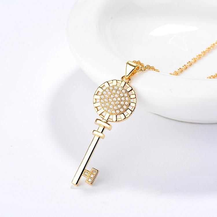 Custom Necklace Chain Gold Plated Jewellery Women Key Pendant Jewellery Necklace