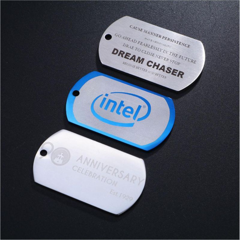 Factory Manufacturer Blank Lettering Black Titanium Stainless Steel Necklace Pendant Identity Card Personalized Custom Dog Tag Stainless Steel Army Card STP2401