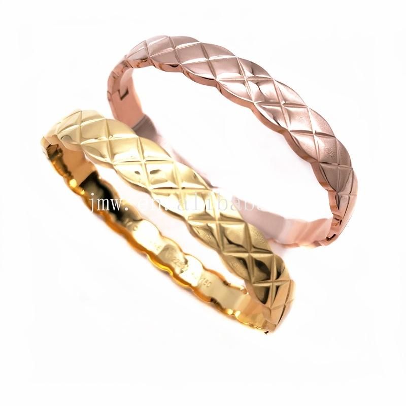 Health Benefits Wholesale Gold Fashion Stainless Steel Gold Plated 18K Rose Gold Silver Bangle Bracelet Jewelry