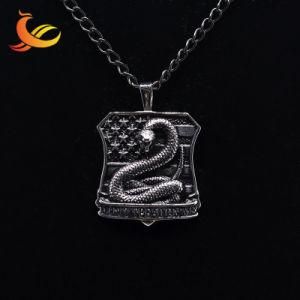Fashion Tag Vintage Pendant in Stainless Steel Jewelry Necklace