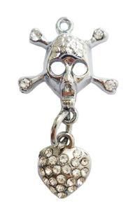 Skull Plus Heart Rhinestone New Design Pendant (810-4)