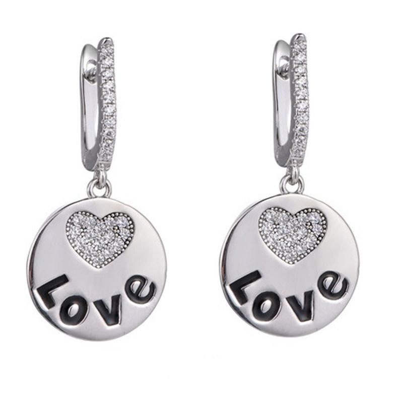 Fashion Jewelry 925 Sterling Silver CZ Simple Star and Moon Earring