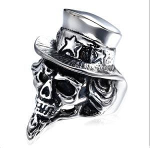 316L Stainless Steel Fashion Hat Skull Ring Jewelry
