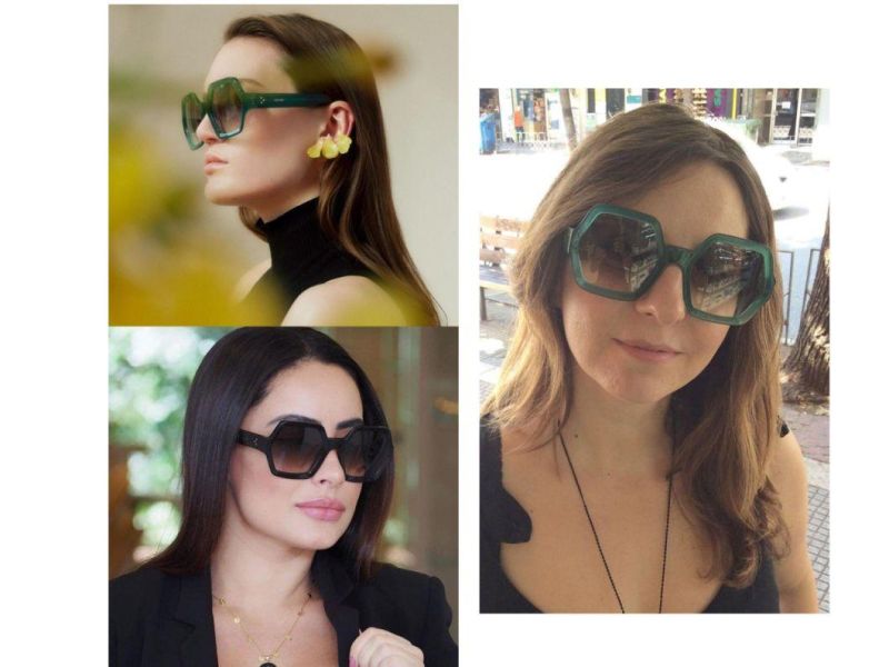Hexagon Shape Acetate Sunglasses UV400 Cr39 Lens Fashion Premium Shades Custom Logo Sunglasses