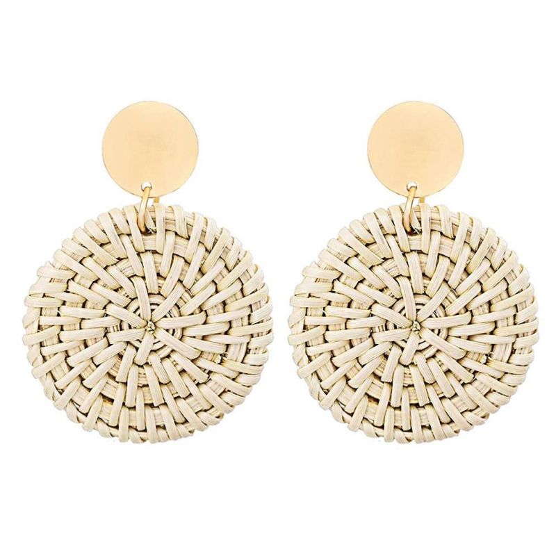 National Style Vintage Hand-Made Geometry Vine Beach Style Hoop Earrings