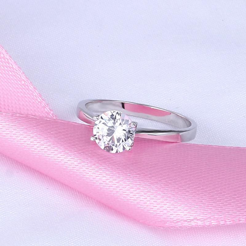 Crystal S925 Four-Prong Diamond Wedding Ring