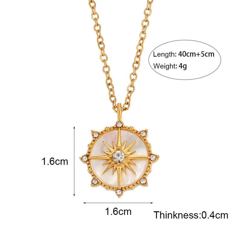 Factory Pendant Fashion Jewelry Ins Fashion Fashion Fashion Niche Design Pendant Jewelry Lucky Wheel Octagonal Star Shell Pendant Necklace Female