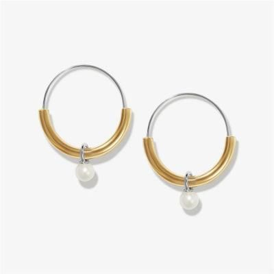 Manufacturer Custom New Fashion 18K Gold Plated Baroque Pearl Jewelry Hoop Earrings Smooth Tube Ears for Women