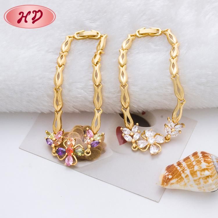 Popular Design Colorful Luxury Style Charm Zircon Gold Filled Bracelet