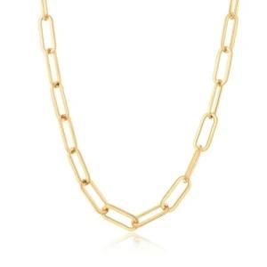 Simple Women Jewelry Goldplated Stainless Steel 14ksolid 18K Gold Chain 10K Paperclip Paper Clip Chain Necklace