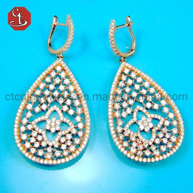 925 Sterling Silver Pave Cubic Zirconia Earrings Hot Selling Hollow Out Earrings