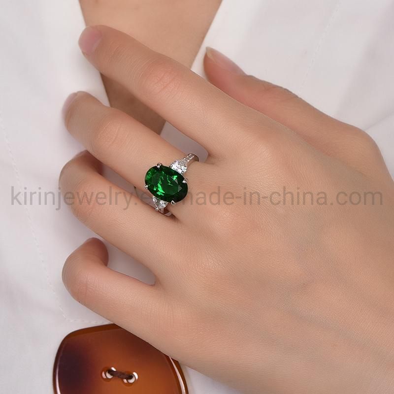 Emerald Promise Ring CZ 925 Sterling Silver Emerald Rings for Women Micro Prong Setting Green Emerald Ring