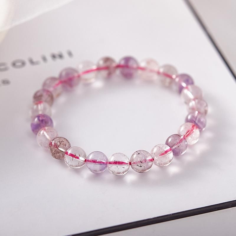 Fashion Jewelry Natural Ice Crystal Translucent Bracelet Purple Titanium Strand