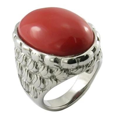Oval Glue Ruby Stone Medical Steel Large Gem Stone Rings