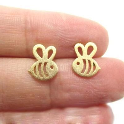 Women Simple Romantic Imulated Pearl Alloy Bee Earings