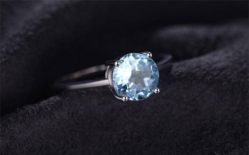 Sky Blue Topaz Gemstone Stud Earring 925 Sterling Silver Jewelry for Women Wholesale