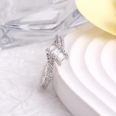 Fashion Jewelry Women Trendy Fashion Accessories 925 Silver Hot Sale High Quality Shining Cubic Zirconia Moissanite Ring