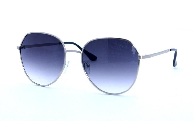 UV400 Protection Retro Classic Round Shape with Light Color Polycarbonate Lens Silver Frame Metal Sunglasses