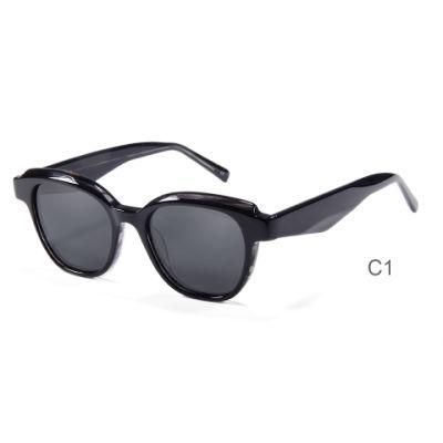 Wholesale Round Chamfer Shape Vintage Unisex Fashion Unisex UV400 Polarized Acetate Sunglasses