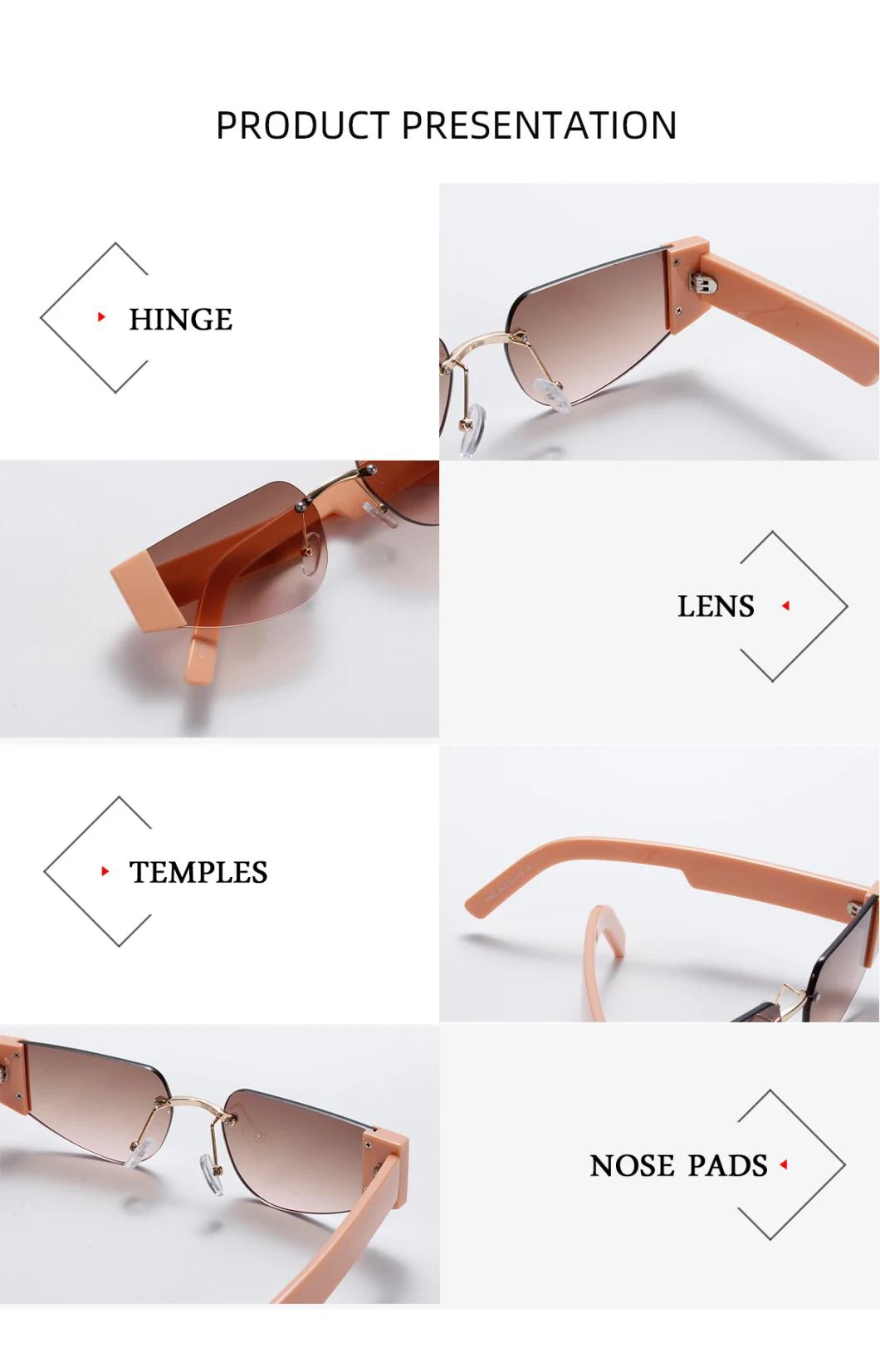 Fashion Design China Manufacturer Frameless Cat Eye Sunglasses Popular New Retro Vintage Colors Trendy Sunglasses for Women′s