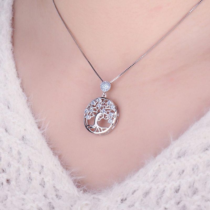 Tree of Life Pendant Necklace 925 Sterling Silver Jewelry for Women Wholesale