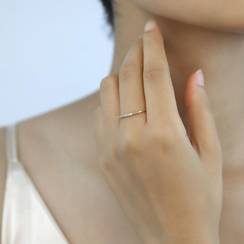 925 Sterling Silver Rings 14K Gold Plated with Small Zircon Ring for Women Wedding Party Trendy Jewelry