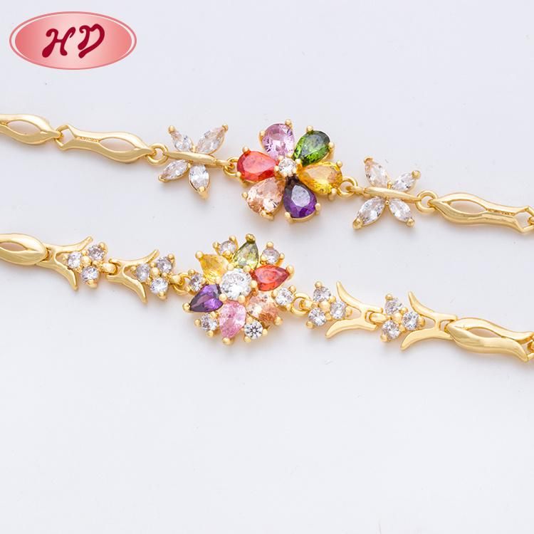 High Quality Customizable Charm Crystals Copper Gold Bracelet for Women