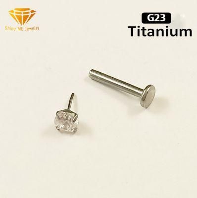 Fashion Jewelry Top Quality ASTM F136 Titanium G23 Titanium Piercing Jewelry Push in Without Thread Lip Studs Tpn022