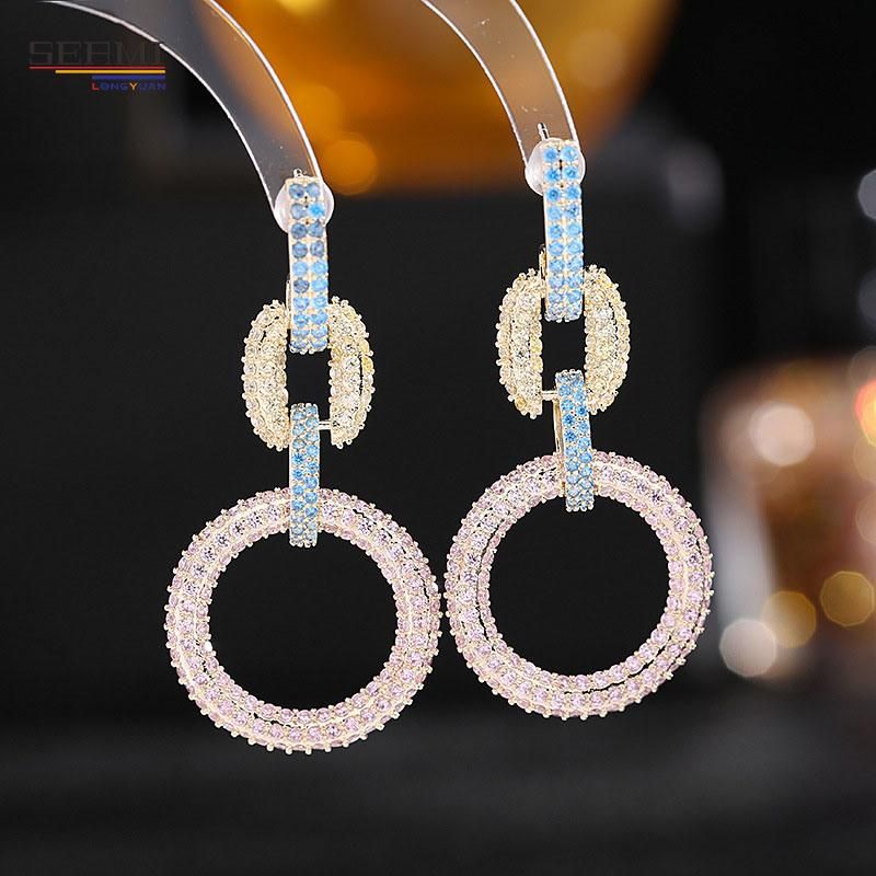 S925 Silver Needle Zircon Interlocking Hoop Earrings