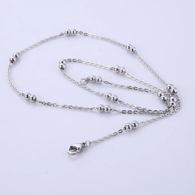 Stainless Steel Jewelry Flat Cable Chain with Double Beads