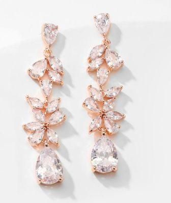 Rose Gold Elegant CZ Earring, Bridal Elegant CZ Earring, Wedding Elegant CZ Earring for Women