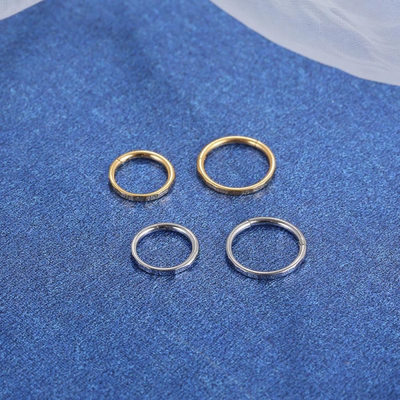 Hinged Segment Clicker-G23 Titanium Rectangle Nose Rings Hoop Body Piercing Jewelry 16g 6mm to 12mm