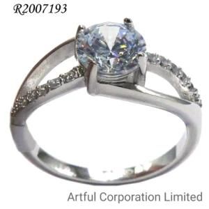 925 Sterling Ring&Brass Ring with Cubic Zircon