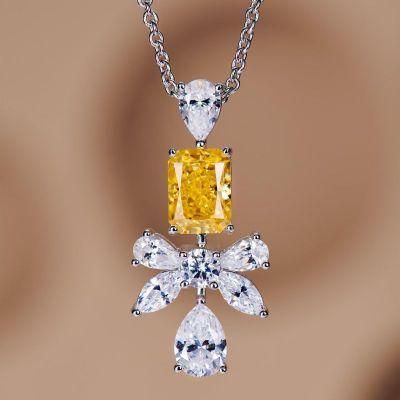 Fashion Jewelry High Carbon Diamond Butterfly Water Drop Cut Zircon Necklace Silver 925 Wedding Necklace