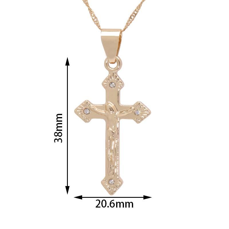 2022 Wholesale Zirconia Jesus Cross Pendant Bead Necklace