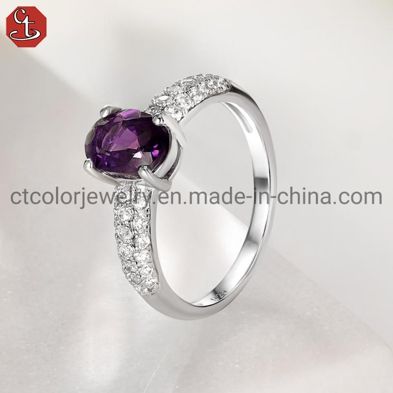 Fashion Jewelry 925 Sterling SilverNatural Gemstone Amethyst Special Design Rings for Women Wedding Gifts