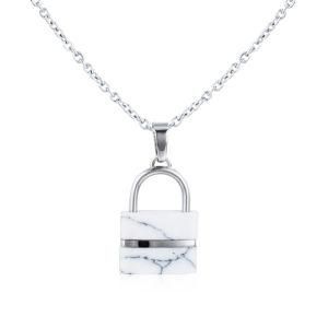 Stainless Steel Diamond Lock Necklace