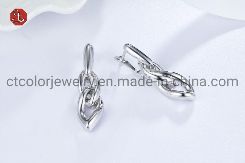 Fashion Jewelry Cuba Metal Chain Drop Earring 925silver Hiphop Earrings