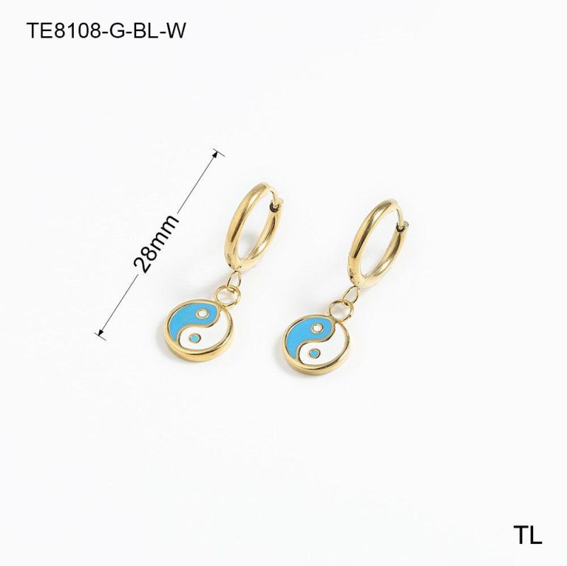 Manufacturer Custom High Quality Fashion jewellery Hot Selling Jewelry China Tai Chi Eight Diagrams Stainless Steel Gold Plated Earring