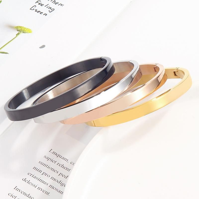 Women Jewelry Flat Bangle Custom Adjustable 18K Gold Bracelets