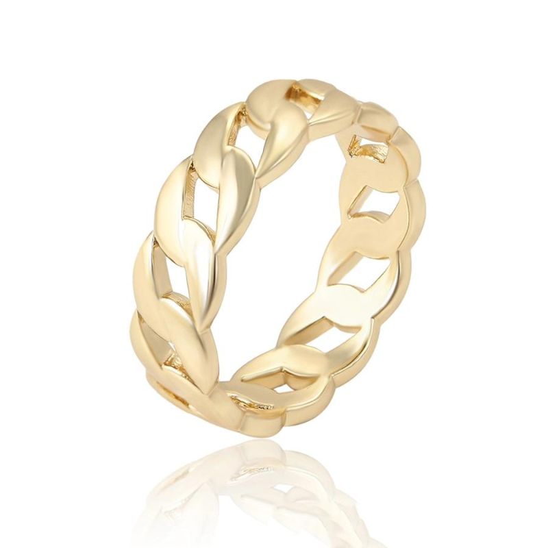 Cheap Simple Design Chain Type Ring Jewelry, 14K Gold Color Copper Alloy Neutral Finger Ring