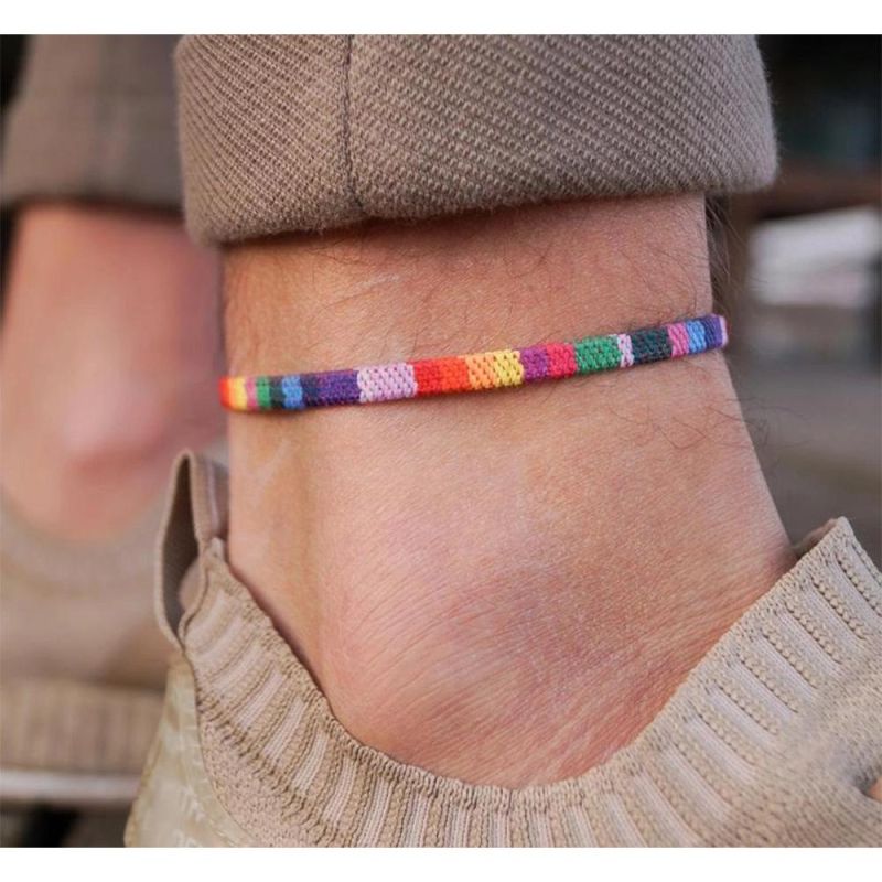 New Gay Hand-Woven Rainbow Anklet Love Is Love Gay New Foot Rope
