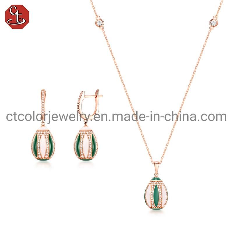 Fashion Jewelry 925 Silver Enamel Classical Jewelry Set for Weddings